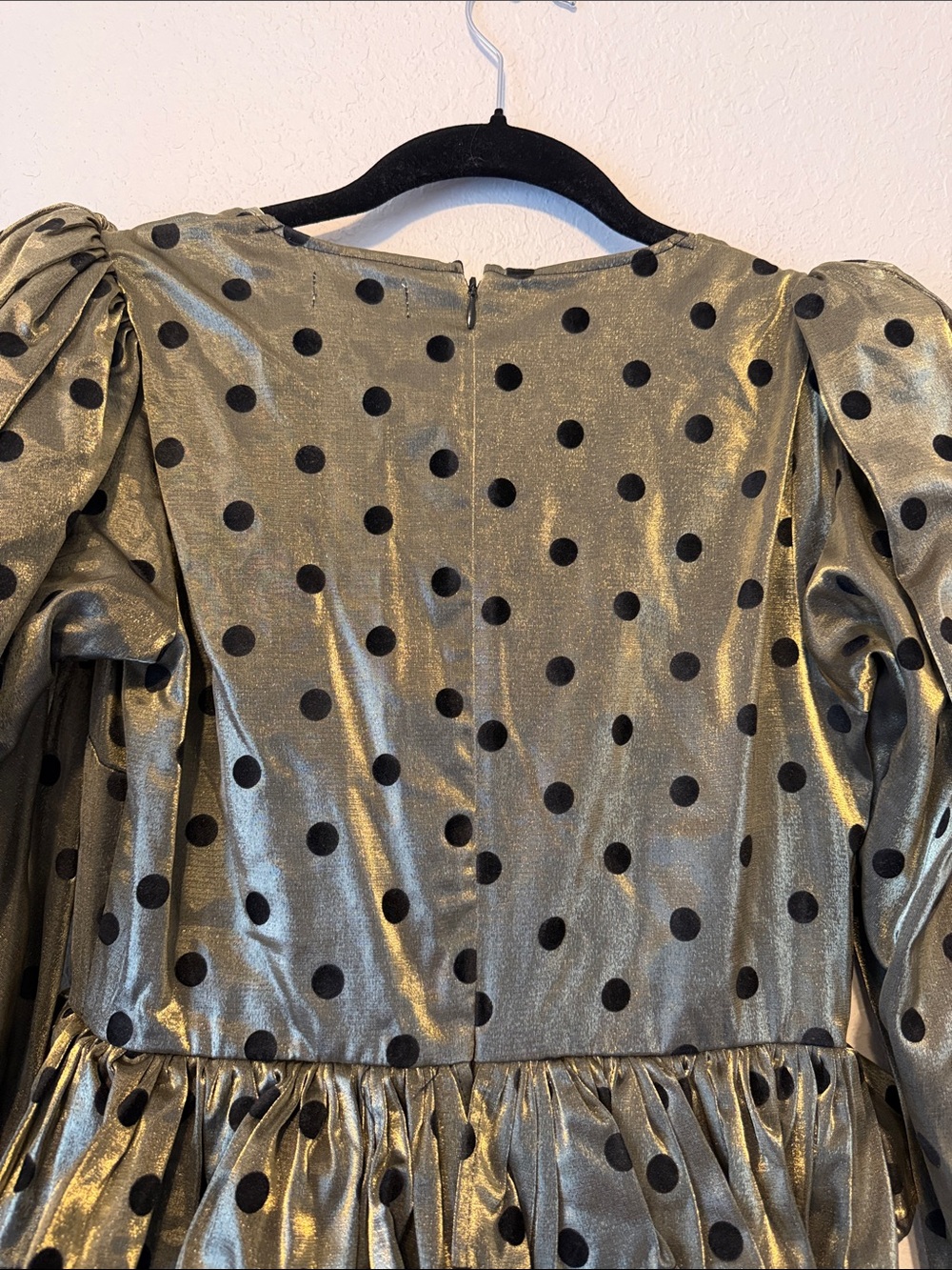 LPA Ailisa Dress in Gold & Black Polka Dot Mini Dress - Picture 7 of 8